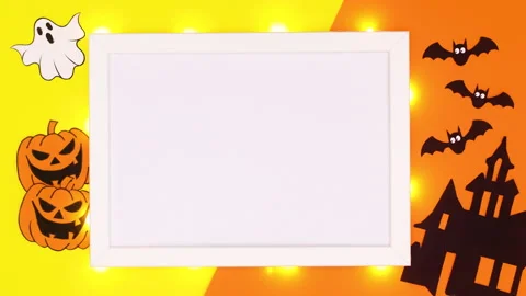 Blinking lights behind frame for text for Halloween. Stop motion Stock-Footage 139106454