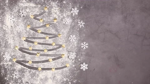 Blinking lights on Christmas tree made of baking flour Stop motion Stock Footage 144391543