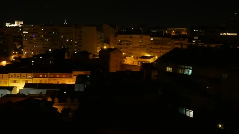 Blinking lights in house windows. Timelapse in night time Stock Footage 191874643