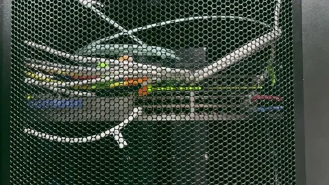 Blinking Lights on Internet Server in rack. Concept of Data Center. Stock Footage 237876460