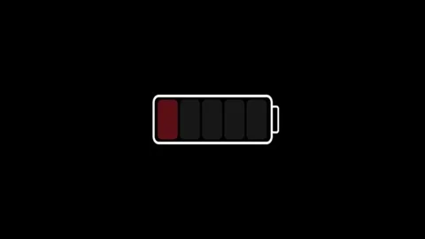 Blinking Low Battery Indicator Animation, Emergency Power Level Visual Vídeo Stock 314102461