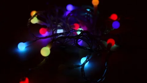 Blinking many multicolored led lamps of Christmas garland. Stock Footage 160931287