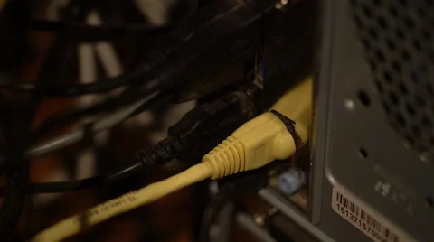 A blinking old LAN port in a PC Stock Footage 61440866