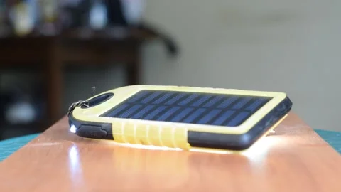 Blinking Powerbank with Solar Cell Stock Footage 290000209
