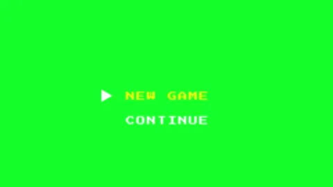 Blinking Press Start Pixel Game Menu Green Screen 4K Stock Footage 334369120