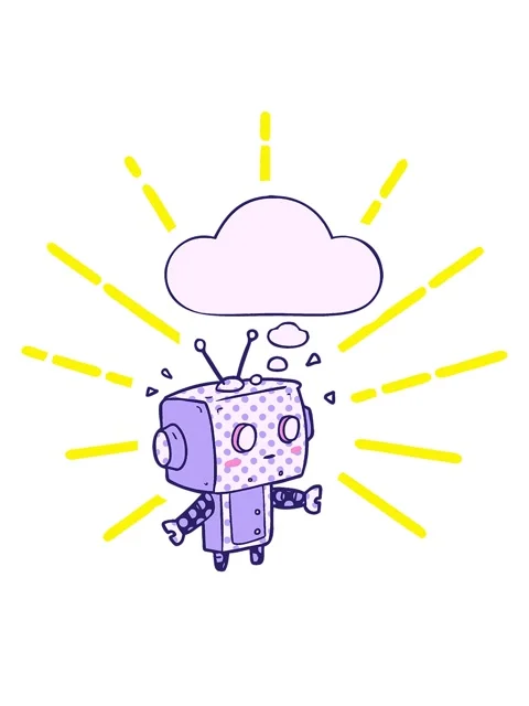 Blinking radial lines animation of cartoon robot with thought bubble in com.. 库存影片 323604147