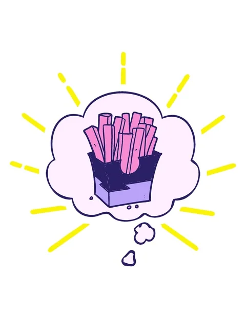 Blinking radial lines animation of cartoon fries with thought bubble in com.. 库存影片 324057721