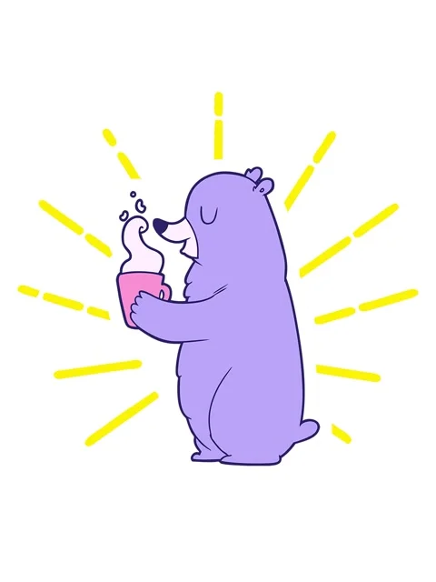 Blinking radial lines animation of cartoon bear with hot drink Video stock 324191343