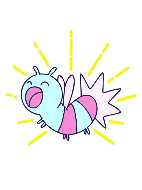 Blinking radial lines animation of cartoon of a cute glowing bug Stock Footage 324275181