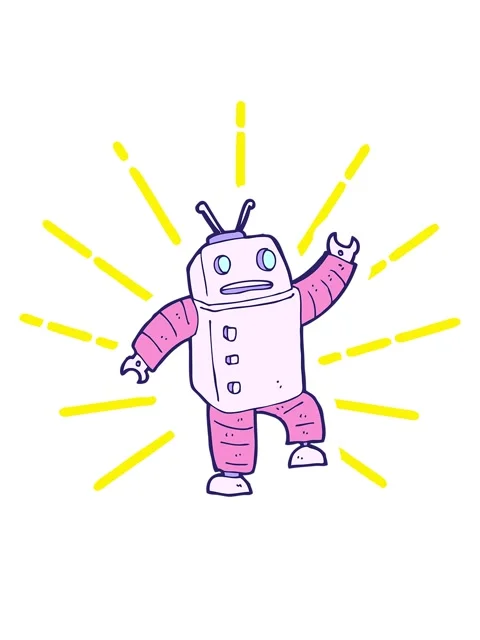 Blinking radial lines animation of a cartoon android doodle Stock Footage 324307127