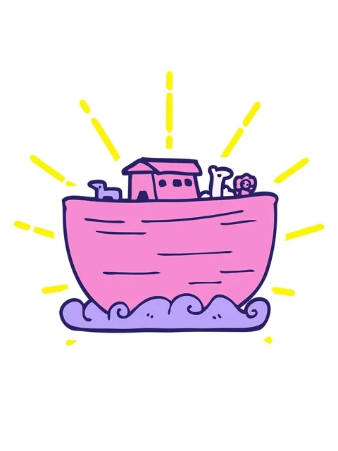 Blinking radial lines animation of cartoon doodle noahs ark Stock Footage 324325885