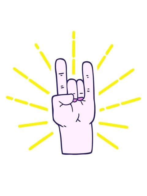 Blinking radial lines animation of cartoon doodle rock music hand Video stock 324340278