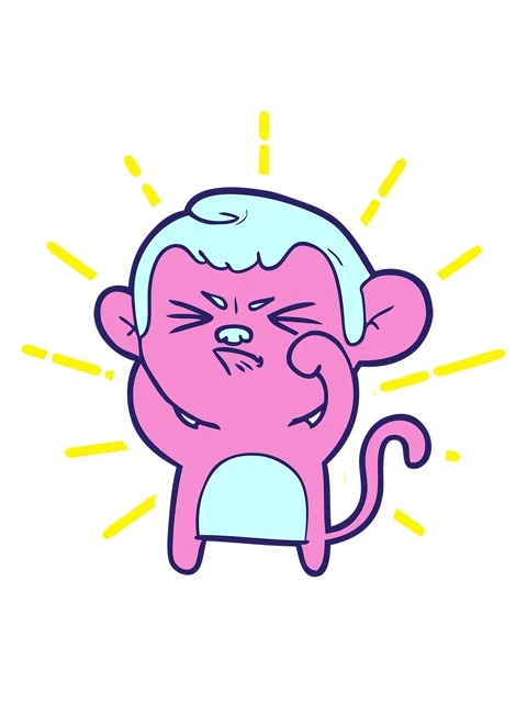 Blinking radial lines animation of cartoon angry monkey Stock Footage 324369393