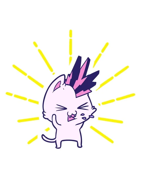 Blinking radial lines animation of cartoon punk rock cat hissing Stock Footage 324444064