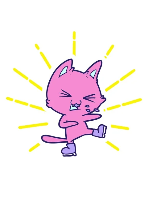 Blinking radial lines animation of cartoon cat hissing wearing big boots Stock Footage 324491928