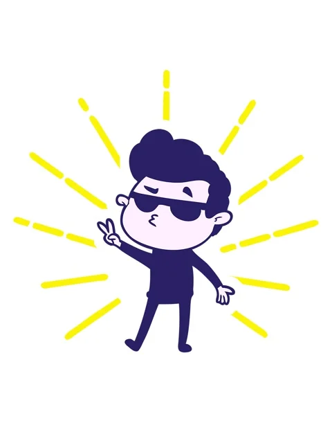 Blinking radial lines animation of cool guy cartoon Stock Footage 324366850