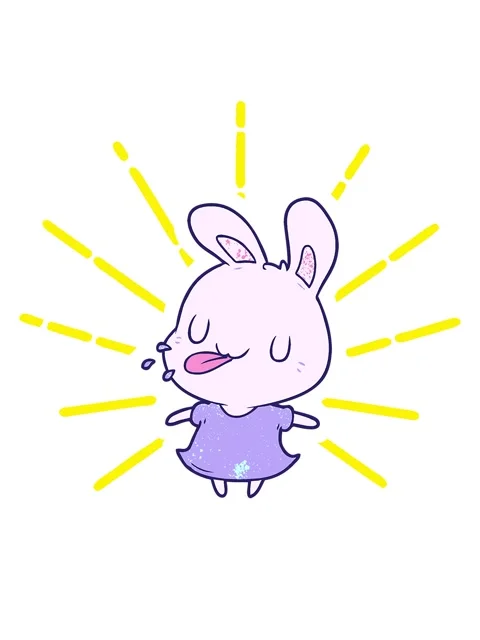 Blinking radial lines animation of cute cartoon rabbit blowing raspberry Stock Footage 324095381