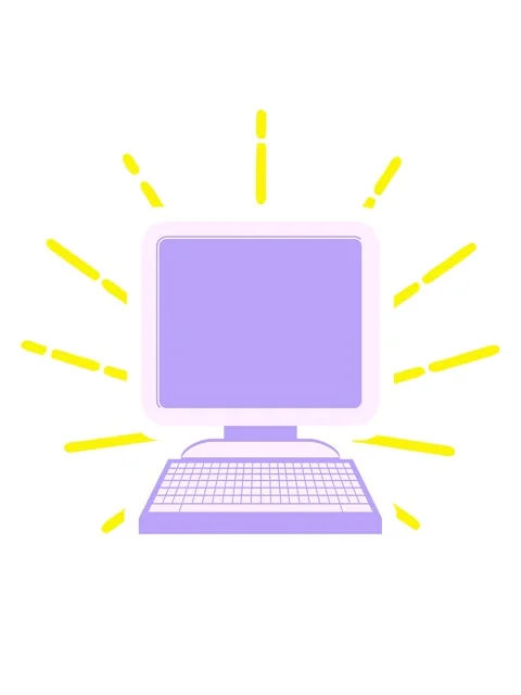 Blinking radial lines animation of a Flat colour illustration of a computer Stock Footage 324076039