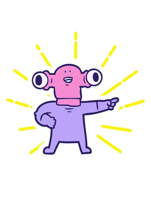 Blinking radial lines animation of friendly cartoon alien pointing Stock Footage 324153644