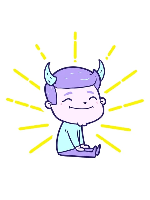 Blinking radial lines animation of happy cartoon man with devil horns Stock Footage 324118876
