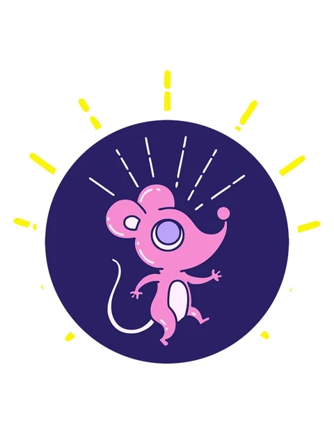 Blinking radial lines animation of icon of a tattoo style mouse character Stock Footage 324089298
