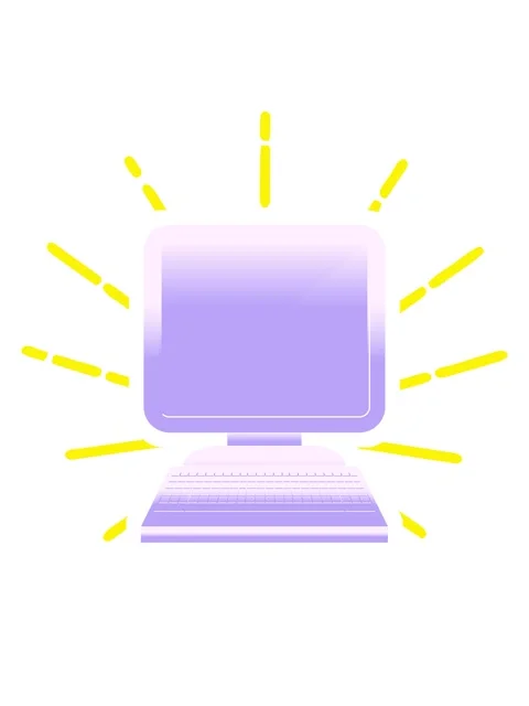 Blinking radial lines animation of illustration of a computer in flat colour Stock Footage 324071532