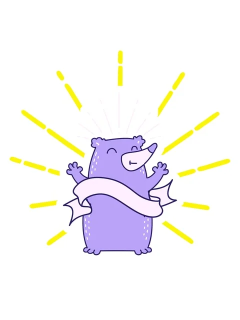 Blinking radial lines animation of scroll banner with tattoo style happy bear Stock Footage 324092767