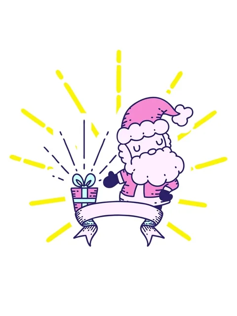 Blinking radial lines animation of scroll banner with tattoo style santa cl.. Stock Footage 324142279