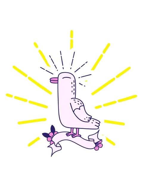 Blinking radial lines animation of scroll banner with tattoo style seagull bi Stock Footage 324155278