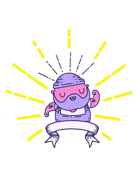 Blinking radial lines animation of scroll banner with tattoo style bearded .. Stock Footage 324278248