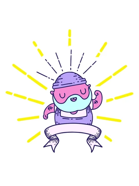 Blinking radial lines animation of a scroll banner with tattoo style bearde.. Stock Footage 324437691