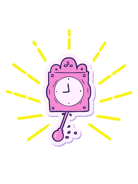 Blinking radial lines animation of sticker of a cartoon ticking clock Stock Footage 324101996
