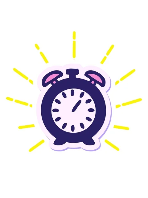 Blinking radial lines animation of sticker of a cute cartoon alarm clock Stock Footage 324233809