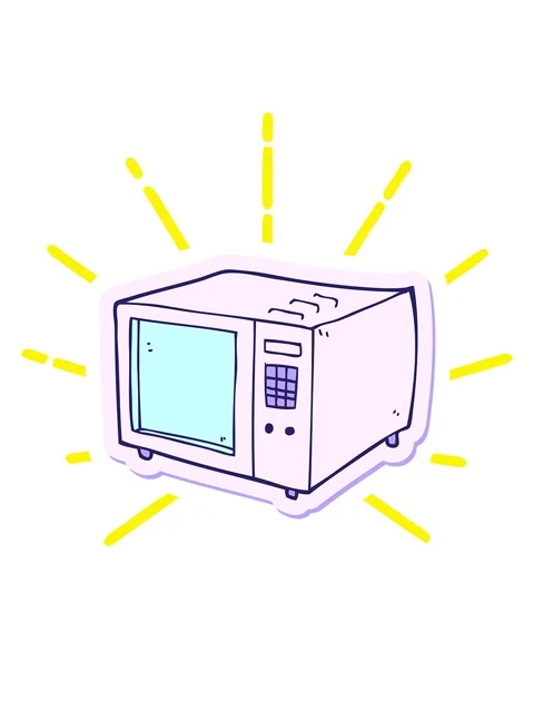 Blinking radial lines animation of sticker of a cartoon microwave Stock Footage 324490569