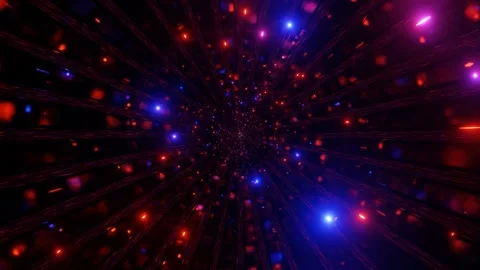 Blinking red and blue particles through a dark space tunnel a cool Stock Footage 160529180