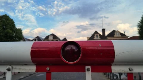 Blinking red light on a train barrier Stock Footage 341619533