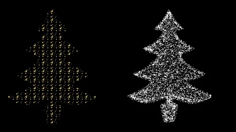 Blinking stars in the shape of christmas tree with dark background Stock Footage 123886046