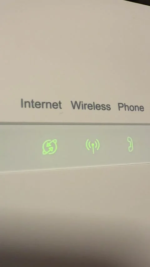 Blinking status displays on modern internet modem with router Video stock 321411036