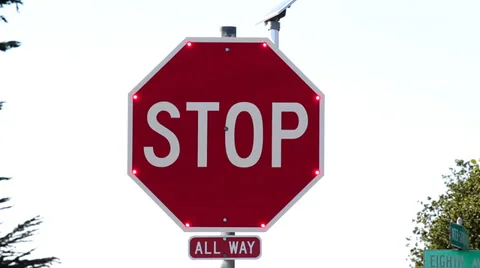 Blinking Stop Sign Video stock 34306760