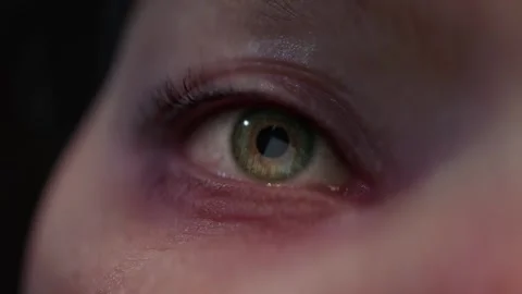Blinking of strained eyes, close-up, female eyes, blinking frequently Stock Footage 305534725