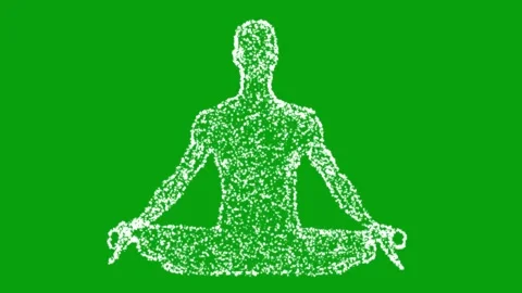 Blinking of Tiny stars in Yoga pose logo on green screen Stock-Footage 341680671