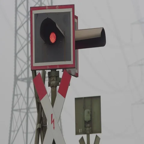 Blinking Train Crossing Sign Video stock 69341564
