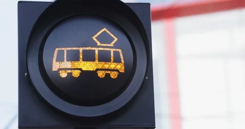 Blinking Tram Light Stock Footage 86998222