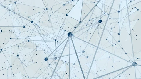 Blinking triangles. Blue dots. Blue triangles.Plexus abstract network white Stock Footage 93705510