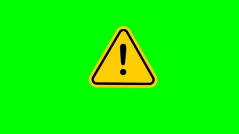 Blinking Warning Sign Exclamation Triangle Green Screen Animation Chrome Key Stock Footage 335559671