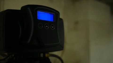 A Blinking Water Filtration System Screen in Residential Basement Stock Footage 332576128