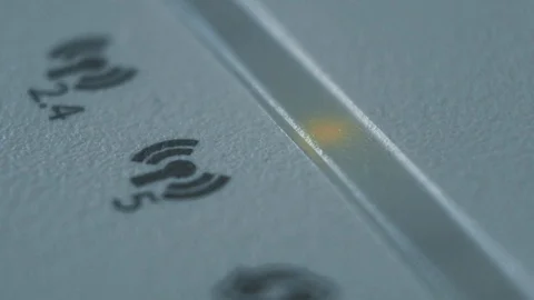 Blinking wifi connection light, internet concept, macro shot Stock Footage 110914156