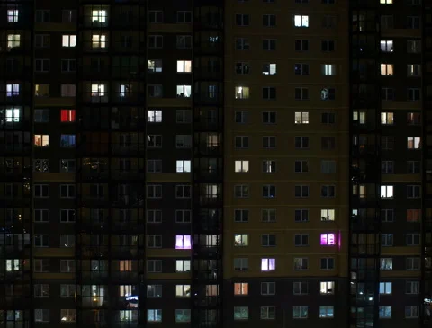 Blinking windows of the skyscraper building Stock Footage 151230682