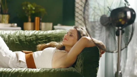 Blissful Repose on Sofa During Summer Heat Видео 330922700