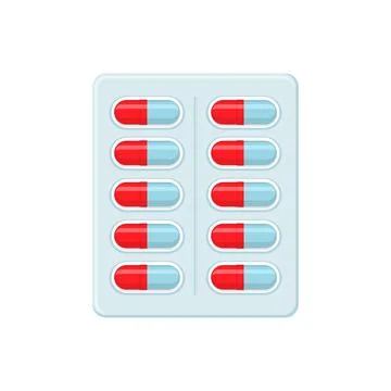 Blister capsule tablets vector illustration in flat style design Stock Illustration